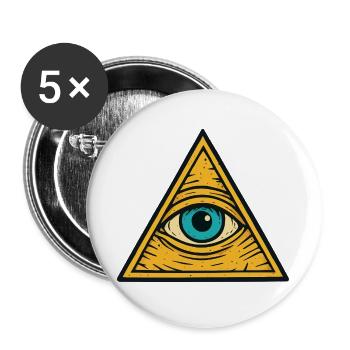 Auge im Dreieck Illustration - Buttons groß 56 mm (5er Pack) - Weiß - Vorne