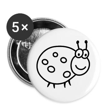 Ladybug – Cute lucky charm garden motif - Buttons large 2.2''/56 mm (5-pack) - white - Front