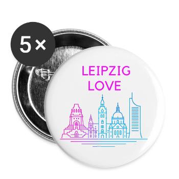 Leipzig Love Skyline Silhouette City Stadt - Buttons large 2.2''/56 mm (5-pack) - white - Front