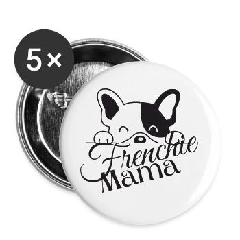 Frenchie Mama Bouledogue français - Lot de 5 grands badges (56 mm) - blanc - Devant