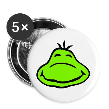 Frosch Kröte lächelt lustig Comic glücklich süß - Buttons groß 56 mm (5er Pack) - Weiß - Vorne