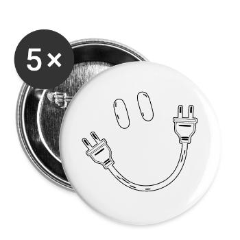 Strom Schuko Stecker Steckdose Elektrik Geschenk - Buttons groß 56 mm (5er Pack) - Weiß - Vorne