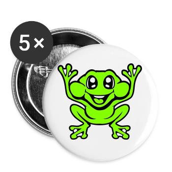 grenouille crapaud rire drôle saut heureux bande dessinée - Lot de 5 grands badges (56 mm) - blanc - Devant
