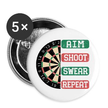 Aim Shoot Wear Repeat Dartboard Style - Buttons large 2.2''/56 mm (5-pack) - white - Front