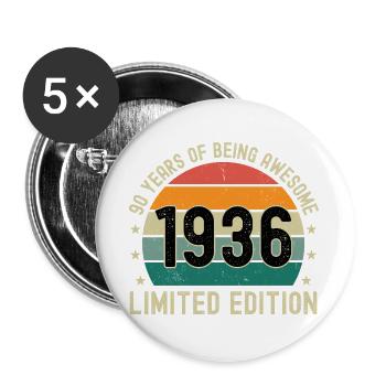 90 Years Of Being Awesome 1936 Limited Edition - Buttons large 2.2''/56 mm (5-pack) - white - Front