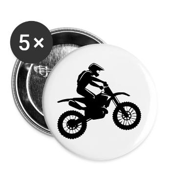 Motocross - Buttons groß 56 mm (5er Pack) - Weiß - Vorne