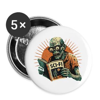 Zombie Retro SciFi Spieler - Buttons groß 56 mm (5er Pack) - Weiß - Vorne