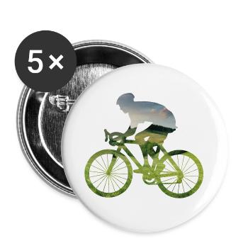 Nature silhouette cycliste à la campagne - Lot de 5 grands badges (56 mm) - blanc - Devant