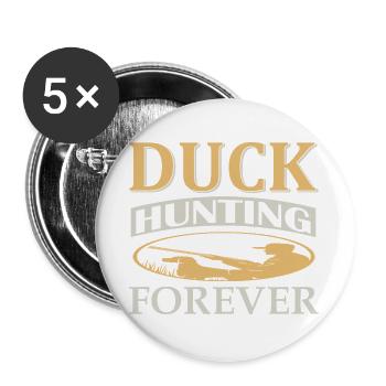 Enten Jagd - Buttons groß 56 mm (5er Pack) - Weiß - Vorne