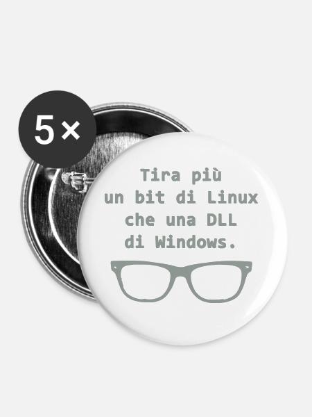 Linux (Englisch) - Buttons groß 56 mm (5er Pack) - Weiß