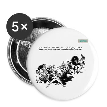 BACK ROW PARODY Design 001 - Buttons groß 56 mm (5er Pack) - Weiß - Vorne