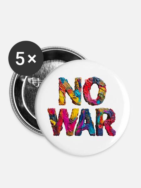 No War Farbstarkes Statement - Buttons groß 56 mm (5er Pack) - Weiß
