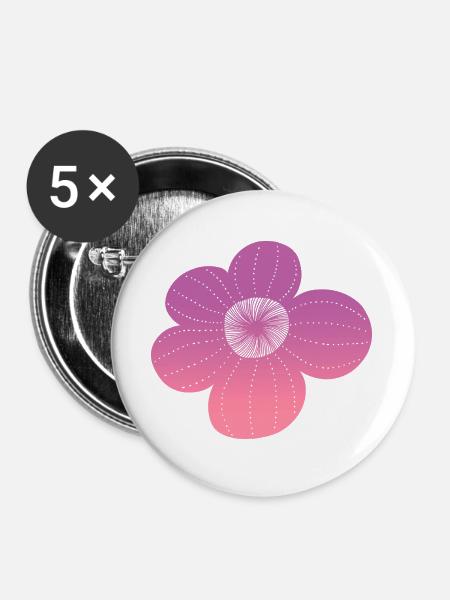 Boho flower - Buttons groß 56 mm (5er Pack) - Weiß