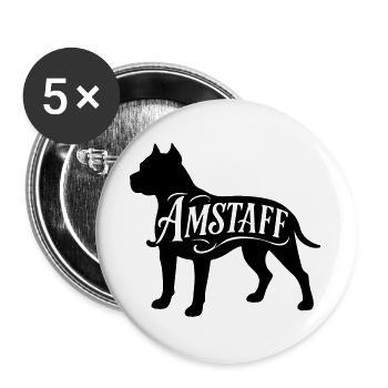 American Staffordshire Bully Great Dane Bulldog terrier - Buttons large 2.2''/56 mm (5-pack) - white - Front