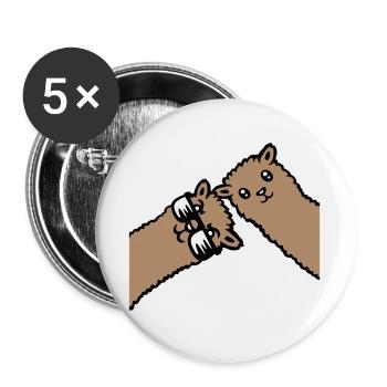 Deux Llamas Marron Alpaga Lunettes de Soleil Curious - Lot de 5 grands badges (56 mm) - blanc - Devant