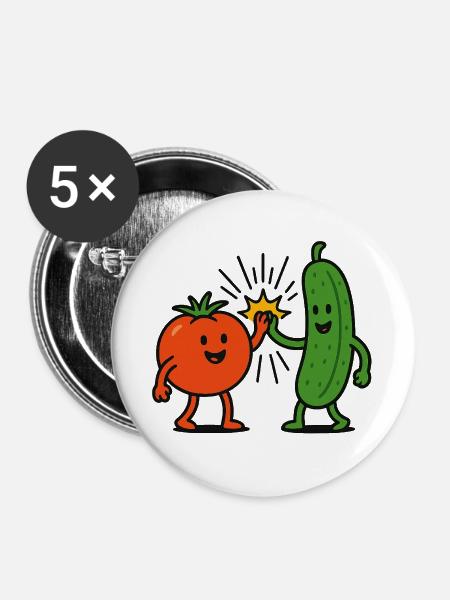 Veggie Bros - Buttons groß 56 mm (5er Pack) - Weiß