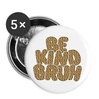 Be Kimbo Brown Leopard Text - Buttons large 2.2''/56 mm (5-pack) - white - Front