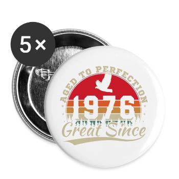 1976 Vintage Retro Geburtstagsgeschenk - Buttons groß 56 mm (5er Pack) - Weiß - Vorne