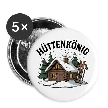 Roi de la cabane - Lot de 5 grands badges (56 mm) - blanc - Devant