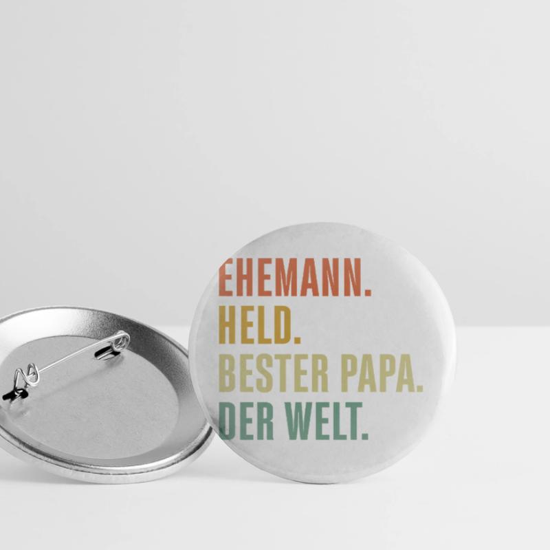 Vatertag Geschenkidee Bester Papa der Welt Ehemann Buttons groß 56 mm (5er Pack)
