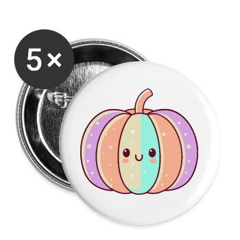 Striped kawaii pastel pumpkin - Buttons large 2.2''/56 mm (5-pack) - white - Front