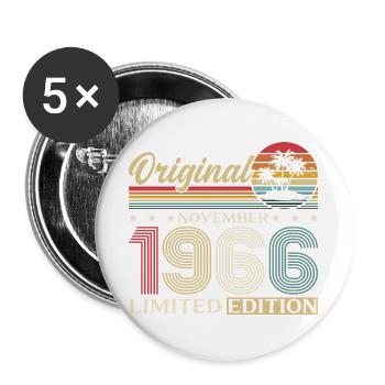 60. Geburtstag Original November Jahrgang 1966  - Buttons groß 56 mm (5er Pack) - Weiß - Vorne