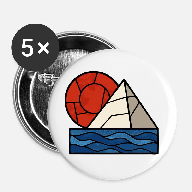 Rot, Weiß-Blau-Abstract - Buttons groß 56 mm (5er Pack) - Weiß