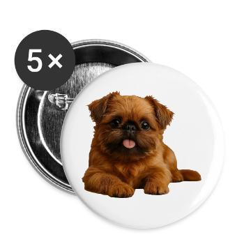 Belgische Zwerggriffon Brüsseler Griffon - Buttons groß 56 mm (5er Pack) - Weiß - Vorne