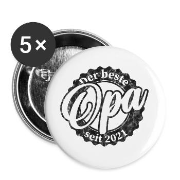 Der Beste Opa seit 2021 - Buttons groß 56 mm (5er Pack) - Weiß - Vorne