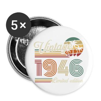 Original 1946 Vintage Birthday Retro - Buttons large 2.2''/56 mm (5-pack) - white - Front
