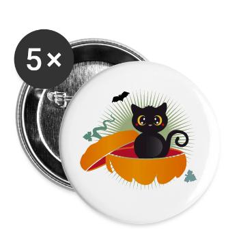 Halloween Cat in the Pumpkin: Sweet Scary Fun - Buttons large 2.2''/56 mm (5-pack) - white - Front