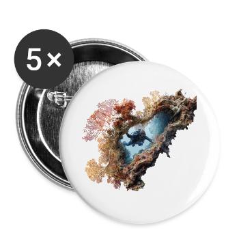 Coral Reef Diver Adventurer - Buttons large 2.2''/56 mm (5-pack) - white - Front