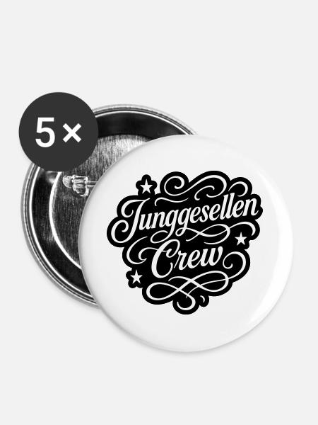 Junggesellen Crew - Buttons groß 56 mm (5er Pack) - Weiß