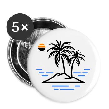 Palmen Insel - Buttons groß 56 mm (5er Pack) - Weiß - Vorne