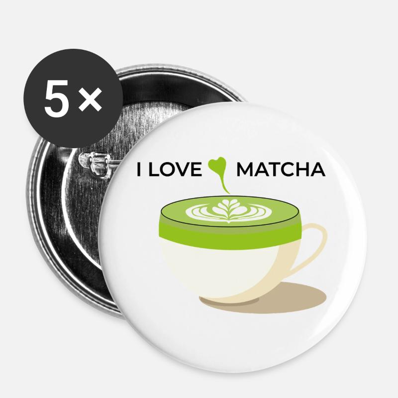 I Love Matcha - Buttons groß 56 mm (5er Pack) - Weiß