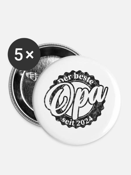Der Beste Opa seit 2024 - Buttons groß 56 mm (5er Pack) - Weiß