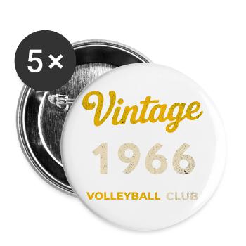 Vintage 1966 – Volleyball Club Retro Birth Year - Buttons large 2.2''/56 mm (5-pack) - white - Front