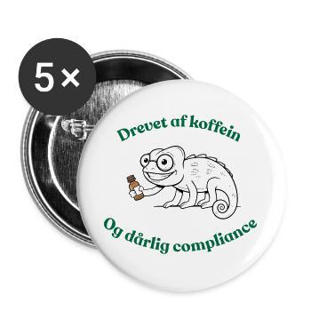 Powered by Caffeine - Fun Design - Buttons large 2.2''/56 mm (5-pack) - white - Front