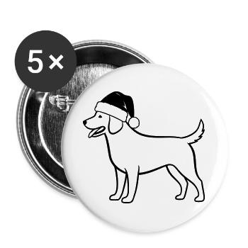 Illustration de dessin animé de chien de Noël - Lot de 5 grands badges (56 mm) - blanc - Devant