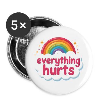 Alles tut weh Lustiges Fitnessstudio-Training Alle - Buttons groß 56 mm (5er Pack) - Weiß - Vorne
