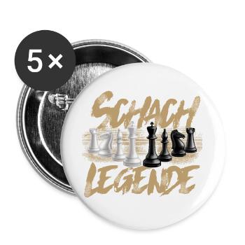 Schach Legende - Buttons groß 56 mm (5er Pack) - Weiß - Vorne