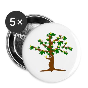 Arbre plein de fleurs - Lot de 5 grands badges (56 mm) - blanc - Devant