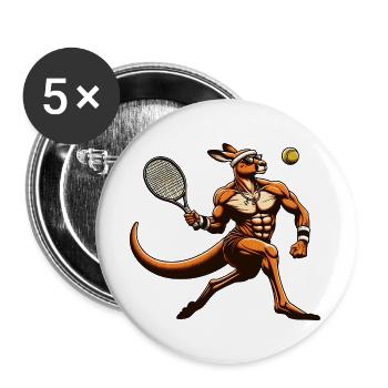 Tennis Kangourou Power Player Coup droit Smash - Lot de 5 grands badges (56 mm) - blanc - Devant