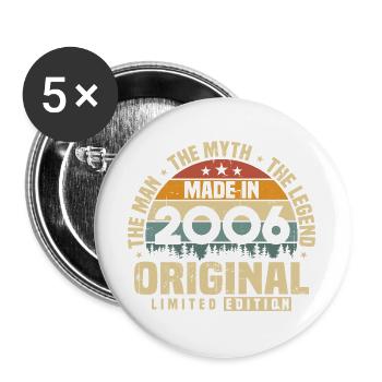 Jahrgang 2006 geboren Original Geburtstag Geschenk - Buttons groß 56 mm (5er Pack) - Weiß - Vorne