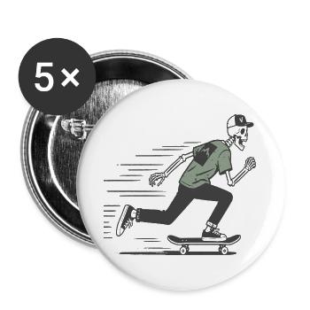Skater Skeleton T-Shirt – Cool Streetwear Design - Buttons large 2.2''/56 mm (5-pack) - white - Front
