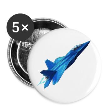 Blue Geometry Jet - Buttons large 2.2''/56 mm (5-pack) - white - Front