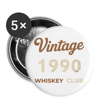 Vintage 1990 – Whiskey Club Retro Geburtsjahr - Buttons groß 56 mm (5er Pack) - Weiß - Vorne