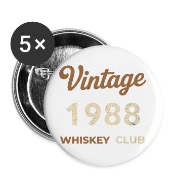 Millésime 1988 – Whiskey Club Rétro Année de naissance - Lot de 5 grands badges (56 mm) - blanc - Devant