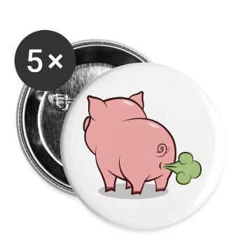 Blowing Pig Cartoon - Buttons large 2.2''/56 mm (5-pack) - white - Front