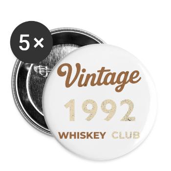 Millésime 1992 – Whiskey Club Rétro Année de naissance - Lot de 5 grands badges (56 mm) - blanc - Devant